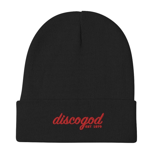 Disco God Embroidered Beanie